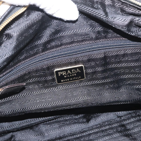 PRADA Chain Hand Bag Nylon Black Gold Auth 171579