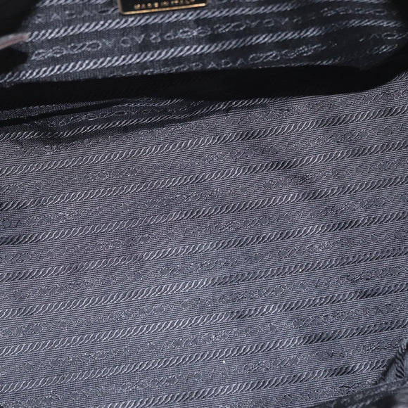 PRADA Chain Hand Bag Nylon Black Gold Auth 171579