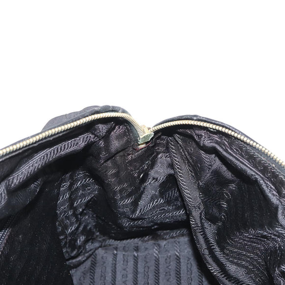 PRADA Chain Hand Bag Nylon Black Gold Auth 171579