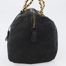 PRADA Chain Hand Bag Nylon Black Gold Auth 171579-3