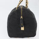 PRADA Chain Hand Bag Nylon Black Gold Auth 171579-4