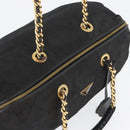 PRADA Chain Hand Bag Nylon Black Gold Auth 171579-6
