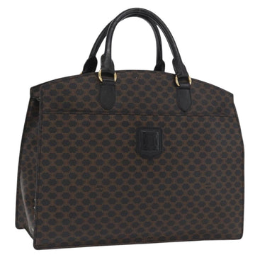 CELINE Macadam Canvas Hand Bag PVC Leather Black Gold Auth 171585