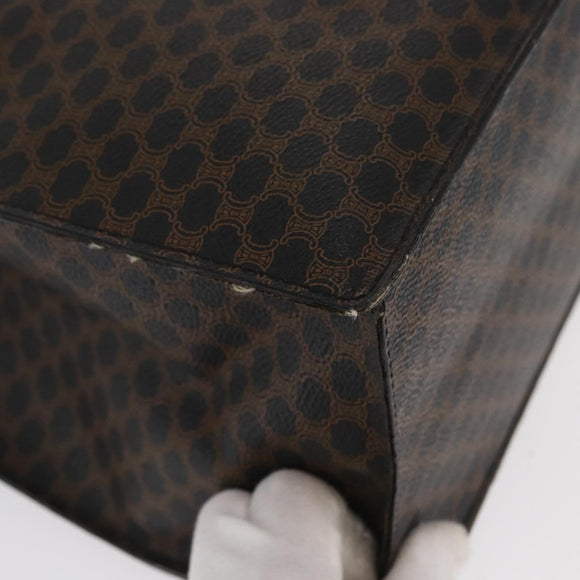 CELINE Macadam Canvas Hand Bag PVC Leather Black Gold Auth 171585