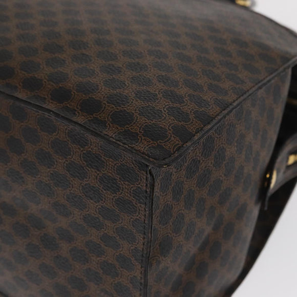 CELINE Macadam Canvas Hand Bag PVC Leather Black Gold Auth 171585