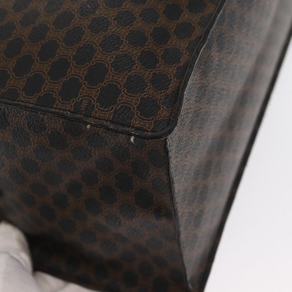 CELINE Macadam Canvas Hand Bag PVC Leather Black Gold Auth 171585