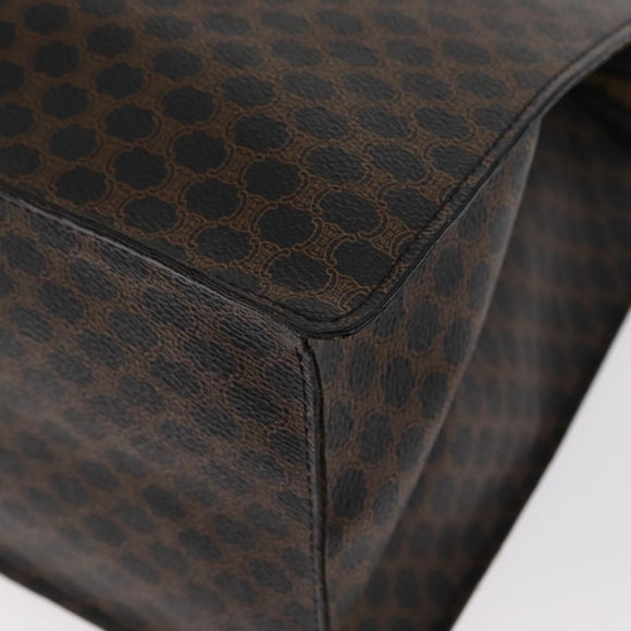 CELINE Macadam Canvas Hand Bag PVC Leather Black Gold Auth 171585