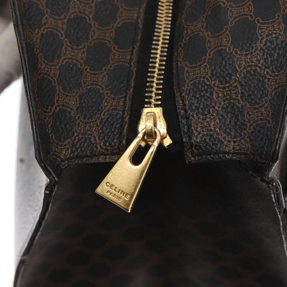 CELINE Macadam Canvas Hand Bag PVC Leather Black Gold Auth 171585
