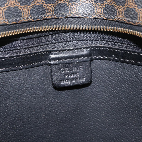 CELINE Macadam Canvas Hand Bag PVC Leather Black Gold Auth 171585