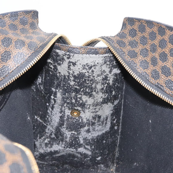 CELINE Macadam Canvas Hand Bag PVC Leather Black Gold Auth 171585