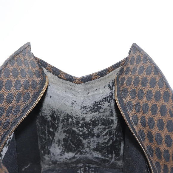 CELINE Macadam Canvas Hand Bag PVC Leather Black Gold Auth 171585