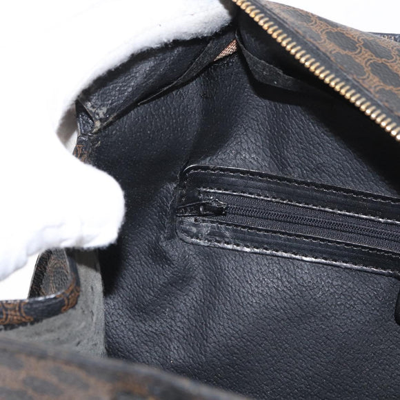 CELINE Macadam Canvas Hand Bag PVC Leather Black Gold Auth 171585