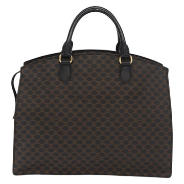 CELINE Macadam Canvas Hand Bag PVC Leather Black Gold Auth 171585 - 0