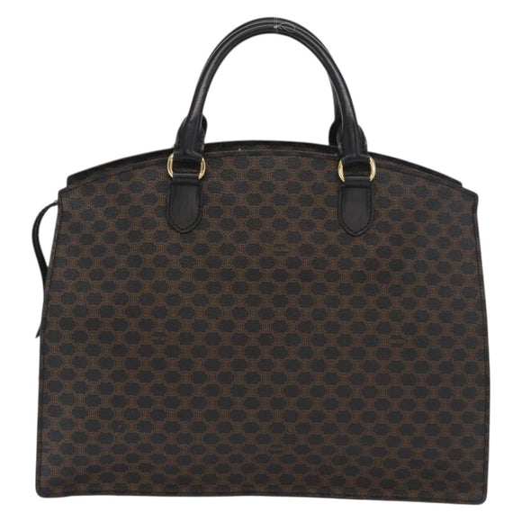 CELINE Macadam Canvas Hand Bag PVC Leather Black Gold Auth 171585