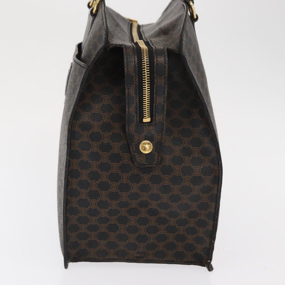 CELINE Macadam Canvas Hand Bag PVC Leather Black Gold Auth 171585