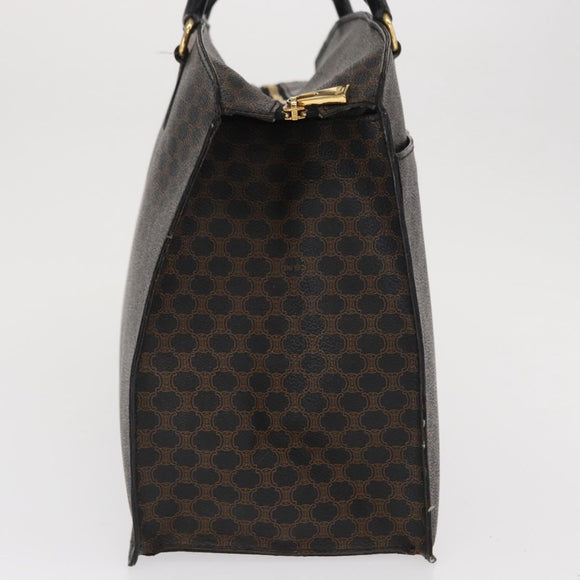 CELINE Macadam Canvas Hand Bag PVC Leather Black Gold Auth 171585