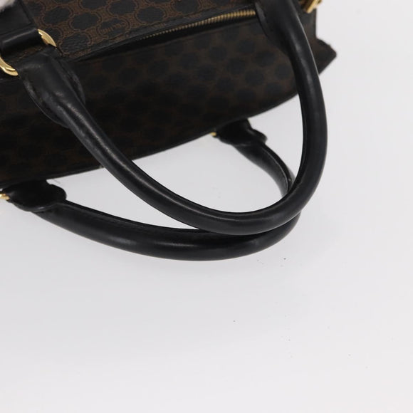 CELINE Macadam Canvas Hand Bag PVC Leather Black Gold Auth 171585