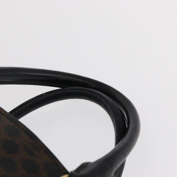 CELINE Macadam Canvas Hand Bag PVC Leather Black Gold Auth 171585