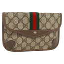 GUCCI GG Supreme Web Sherry Line Pouch PVC Beige Gold 89 01 021 Auth 171587V-1