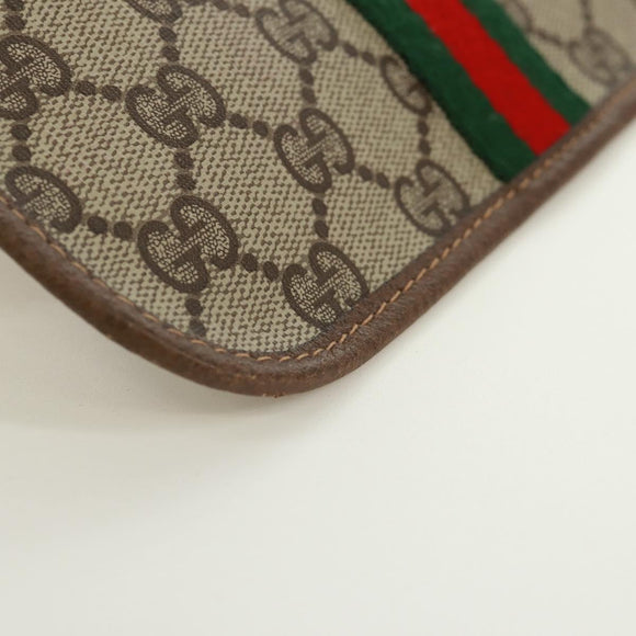 GUCCI GG Supreme Web Sherry Line Pouch PVC Beige Gold 89 01 021 Auth 171587V