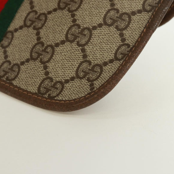 GUCCI GG Supreme Web Sherry Line Pouch PVC Beige Gold 89 01 021 Auth 171587V