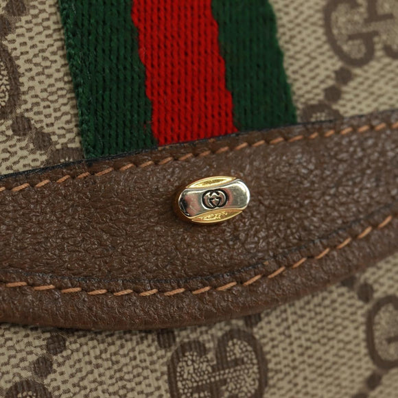 GUCCI GG Supreme Web Sherry Line Pouch PVC Beige Gold 89 01 021 Auth 171587V