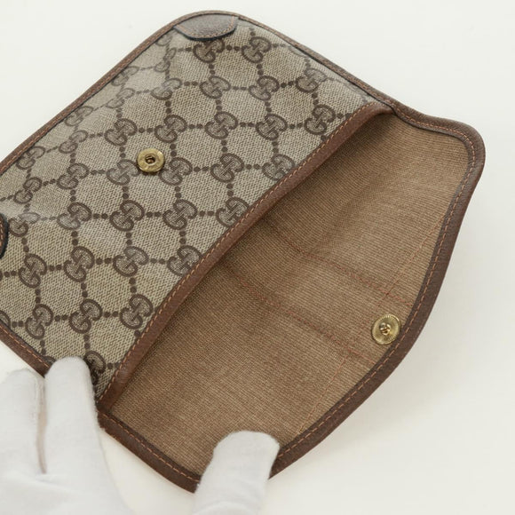 GUCCI GG Supreme Web Sherry Line Pouch PVC Beige Gold 89 01 021 Auth 171587V