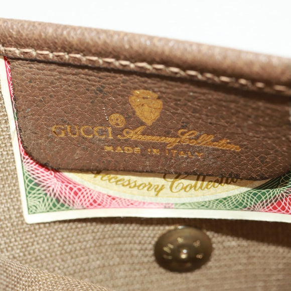 GUCCI GG Supreme Web Sherry Line Pouch PVC Beige Gold 89 01 021 Auth 171587V