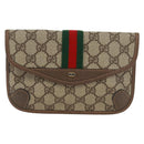 GUCCI GG Supreme Web Sherry Line Pouch PVC Beige Gold 89 01 021 Auth 171587V-13