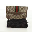 GUCCI GG Supreme Web Sherry Line Pouch PVC Beige Gold 89 01 021 Auth 171587V-12