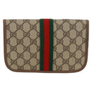 GUCCI GG Supreme Web Sherry Line Pouch PVC Beige Gold 89 01 021 Auth 171587V-2