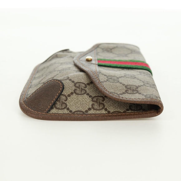 GUCCI GG Supreme Web Sherry Line Pouch PVC Beige Gold 89 01 021 Auth 171587V