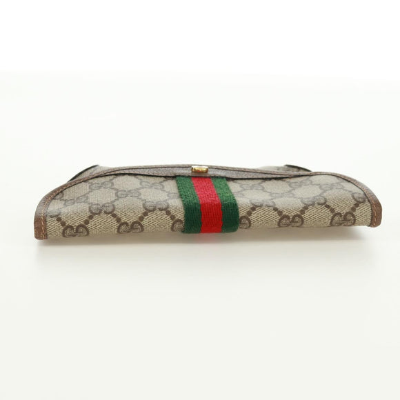 GUCCI GG Supreme Web Sherry Line Pouch PVC Beige Gold 89 01 021 Auth 171587V