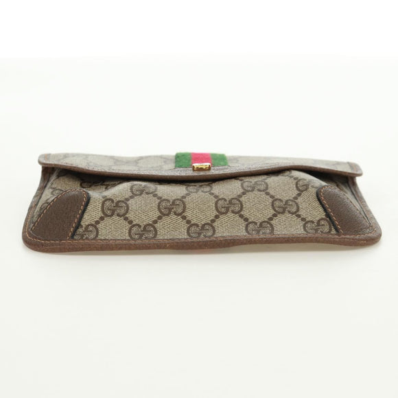 GUCCI GG Supreme Web Sherry Line Pouch PVC Beige Gold 89 01 021 Auth 171587V