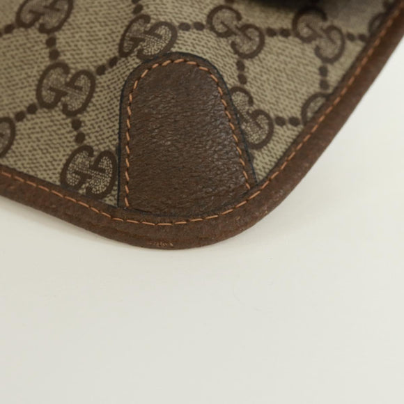 GUCCI GG Supreme Web Sherry Line Pouch PVC Beige Gold 89 01 021 Auth 171587V