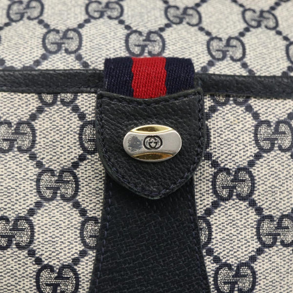 GUCCI GG Supreme Sherry Line Shoulder Bag PVC Navy Gold 89 02 032 Auth 171597