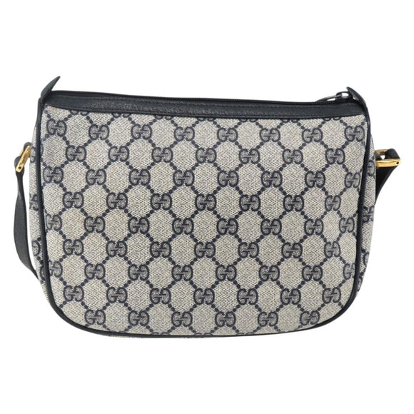 GUCCI GG Supreme Sherry Line Shoulder Bag PVC Navy Gold 89 02 032 Auth 171597