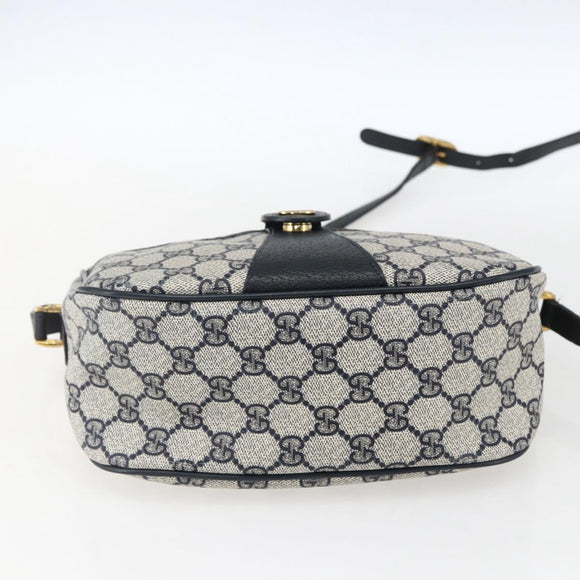 GUCCI GG Supreme Sherry Line Shoulder Bag PVC Navy Gold 89 02 032 Auth 171597