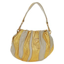 PRADA Handtasche Leder Gold Auth 171603A-1