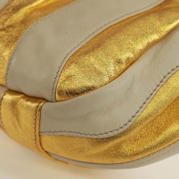 PRADA Handtasche Leder Gold Auth 171603A