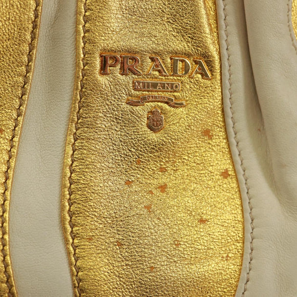 PRADA Handtasche Leder Gold Auth 171603A