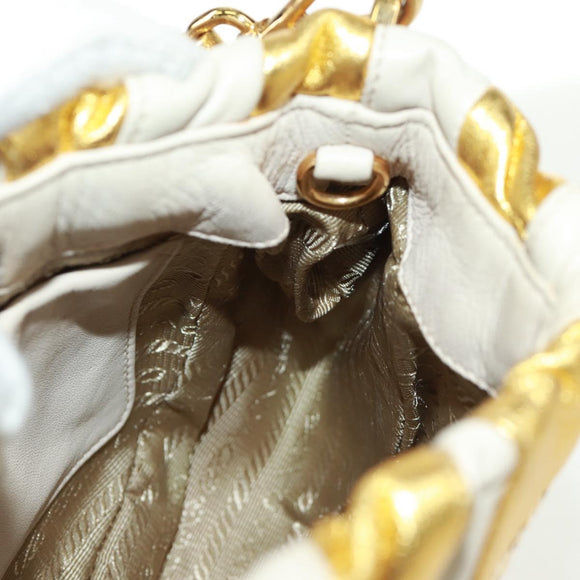 PRADA Handtasche Leder Gold Auth 171603A