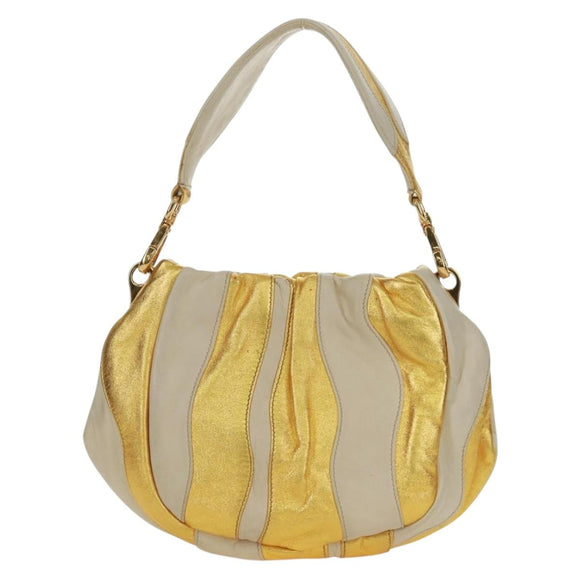 PRADA Handtasche Leder Gold Auth 171603A