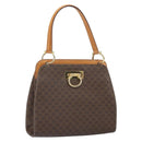 CELINE Macadam Canvas Shoulder Bag PVC Leather Brown Gold Auth 171609-1