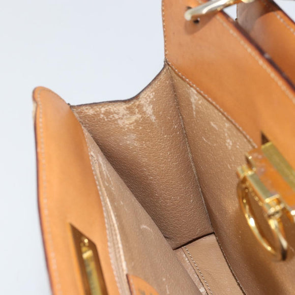 CELINE Macadam Canvas Shoulder Bag PVC Leather Brown Gold Auth 171609