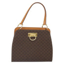 CELINE Macadam Canvas Shoulder Bag PVC Leather Brown Gold Auth 171609-3