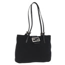 FENDI Mamma Baguette Tote Bag Black Silver Auth 171610-1