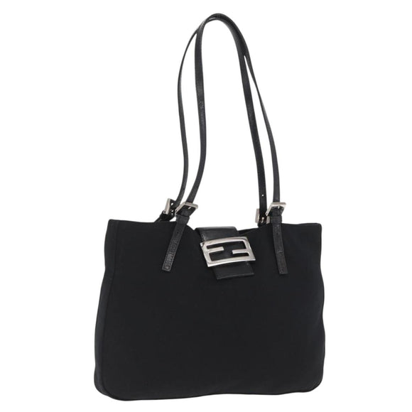 FENDI Mamma Baguette Tote Bag Black Silver Auth 171610