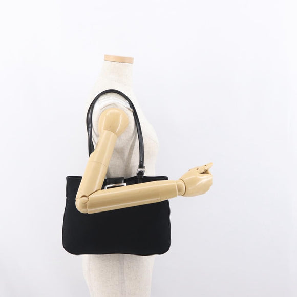 FENDI Mamma Baguette Tote Tas Zwart Zilver Auth 171610