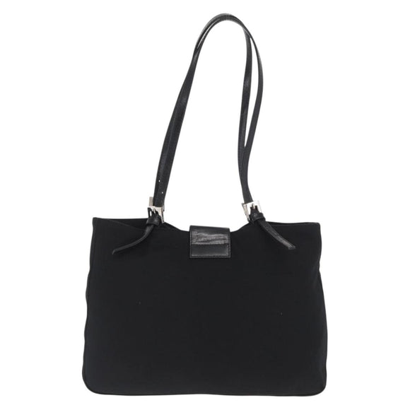 FENDI Mamma Baguette Tote Bag Black Silver Auth 171610
